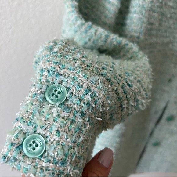 NWT $1695 St. John Eyelash Slub Tweed Knit Collar Quilted Jacket Shacket S - Picture 9 of 16